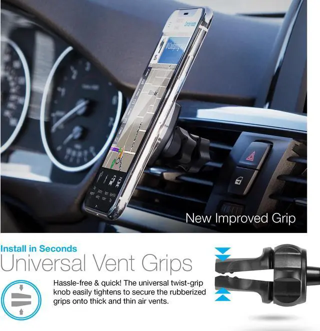 Alt view image 5 of 19 - naztech magbuddy universal magnetic air vent car phone mount. fully adjustable holder for handsfree phone calls and gps use, for iphone x/8/8 plus, samsung s9/s9+/note 8/smartphones & more black