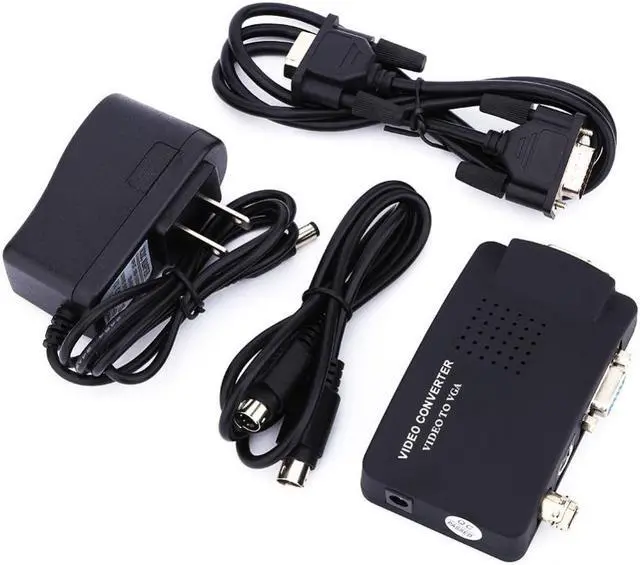 Alt view image 6 of 6 - Black Color TV BNC Composite S-video VGA In to PC VGA LCD Out Converter Adapter Box Media Video Converter
