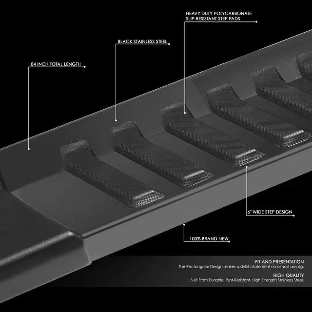 Alt view image 2 of 6 - DNA Motoring STEPB-ZTL-8087-BKSS For 2004 to 2014 Ford F150 Crew Cab Pair 6" Stainless Steel Nerf Step Bar Running Boards 05 06 07 08 09 10 11 12 13