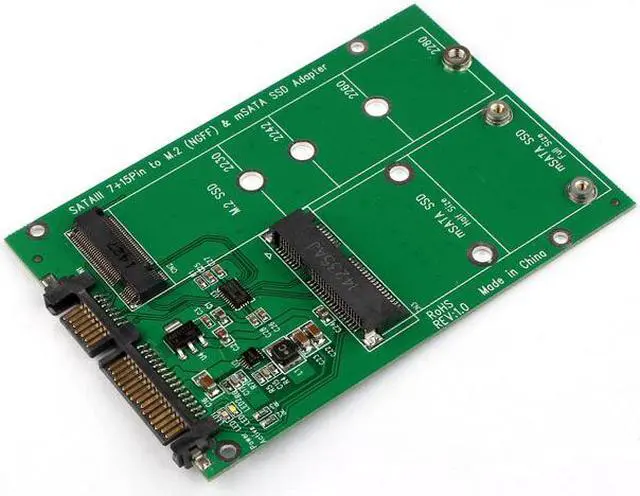 Main image of Superior 2 in 1 Sata-Base 2 Lane M.2 BKEY And mSATA SSD To SATA III 7+15 Pin 2.5 SATA Adapter