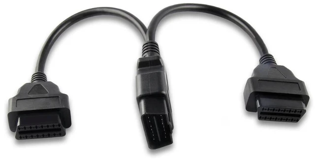 Alt view image 2 of 5 - OBD2 16 Pin Cable Extension Splitter Male To Dual Female Y Cables OBD 16Pin Cable 1-2 OBD ODB2 Connector Diagnostic
