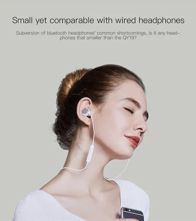 Alt view image 3 of 5 - QCY QY19 IPX4-rated sweatproof cuffie bluetooth 4.1 wireless auricolari sportivi da corsa aptx auricolari auricolare stereo con IL MIC (White)