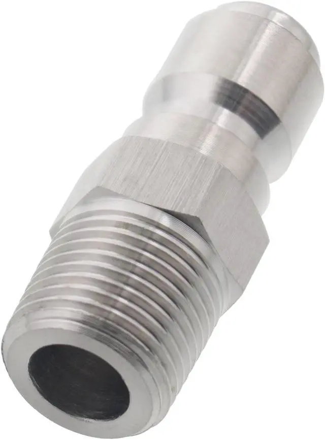Alt view image 2 of 2 - Erie Tools Pressure Washer 3/8in. Male NPT to Quick Connect Plug Stainless Steel Coupler High Temp 4000 PSI 10.5 GPM