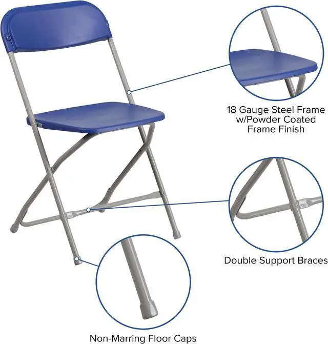 Alt view image 6 of 20 - HERCULES Series 650 lb. Capacity Premium Blue Plastic Folding Chair