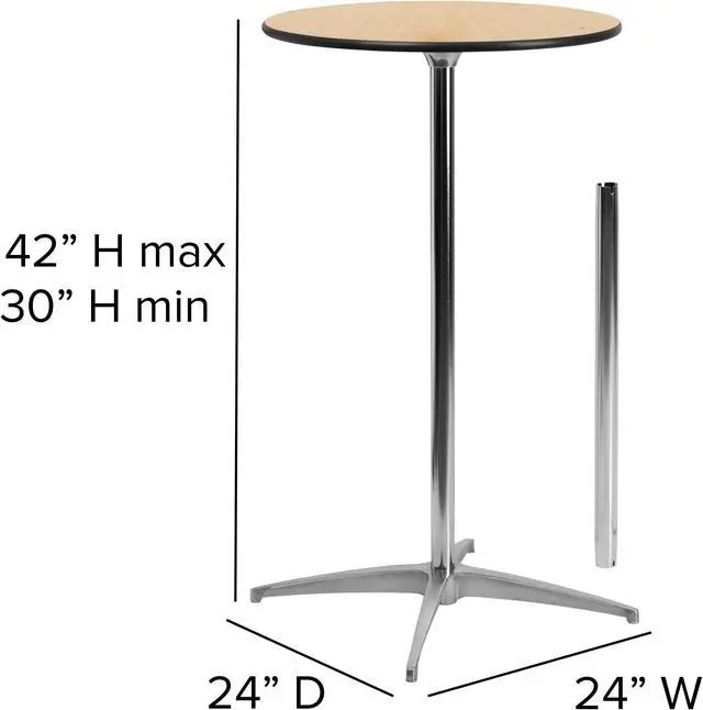 Alt view image 8 of 20 - 24'' Round Wood Cocktail Table with 30'' and 42'' Columns
