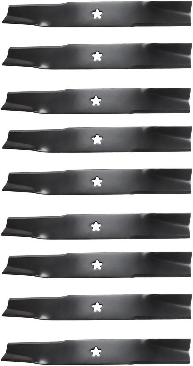 Main image of 9 USA Mower Blades U12079BP High-Lift for 539112079 Dixon 10782 10881 510417801 539117911 539117973 Length 18 in. Width 2-1/2 in. Thickness .203 in. Center Hole 5 Pt Star 36 in. 52 in. Deck