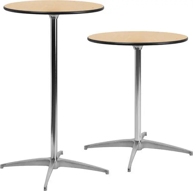 Alt view image 5 of 20 - 24'' Round Wood Cocktail Table with 30'' and 42'' Columns