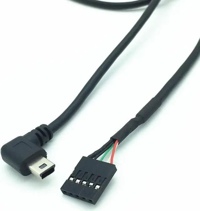 Alt view image 4 of 6 - 50CM  usb mini 5P Male 90 Left angle  to 1x 5Pin Female 2.54 USB header PCB motherboard cable