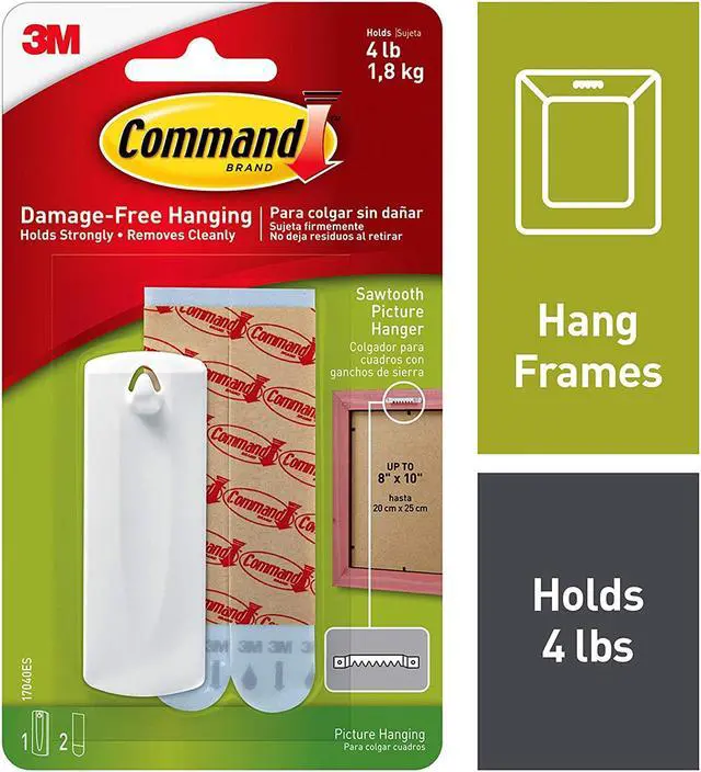 Alt view image 14 of 20 - 3M 17040 Command Sawtooth Picture Hanger 1 hook, 2 strips