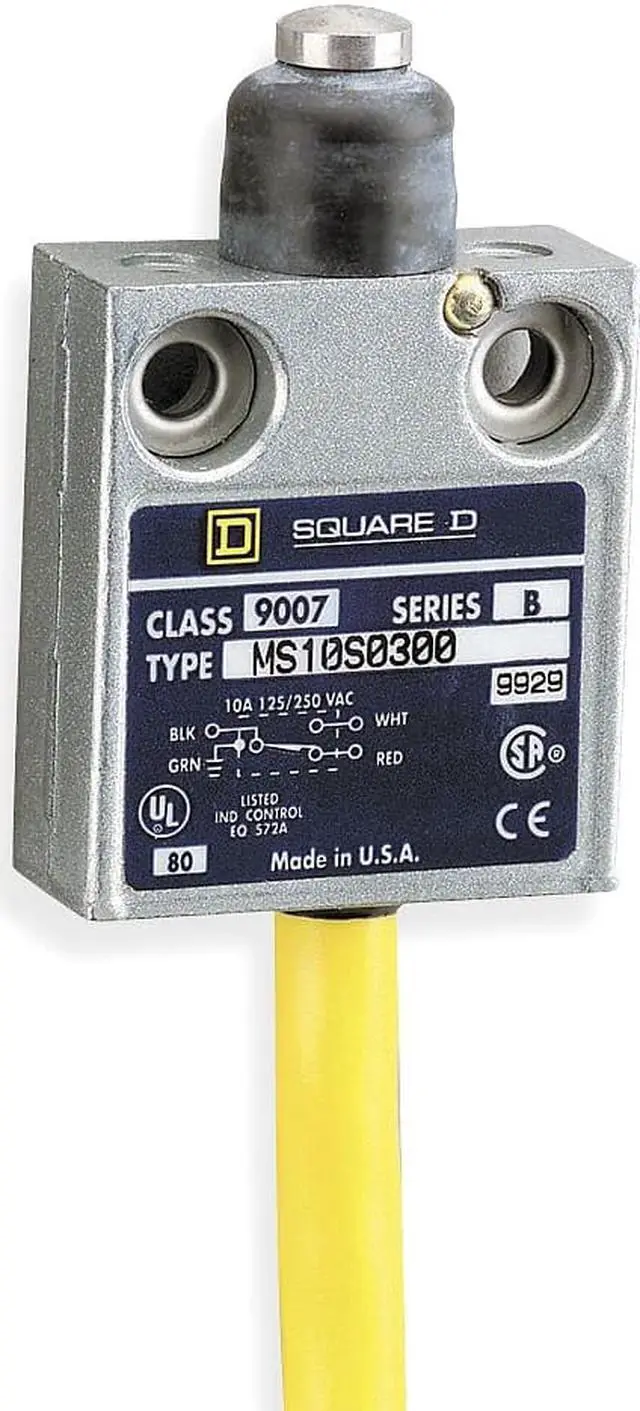 Alt view image 2 of 3 - SQUARE D 9007MS10S0300 Limit Switch, Plunger, SPDT, 10A @ 300V AC, Actuator