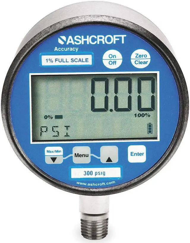 Alt view image 3 of 3 - ASHCROFT 302074SD02L VAC BL Digital Test Vacuum Gauge, -30 to 0 psi, 3 in Dial,