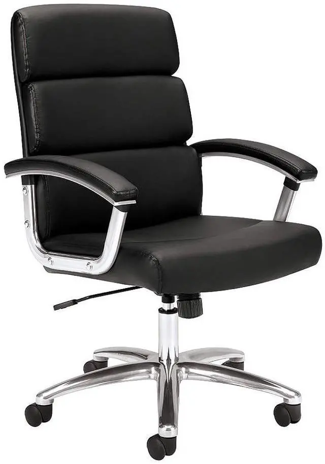 Alt view image 8 of 19 - Basyx VL103 Series Executive Mid-Back Chair Black Leather VL103SB11