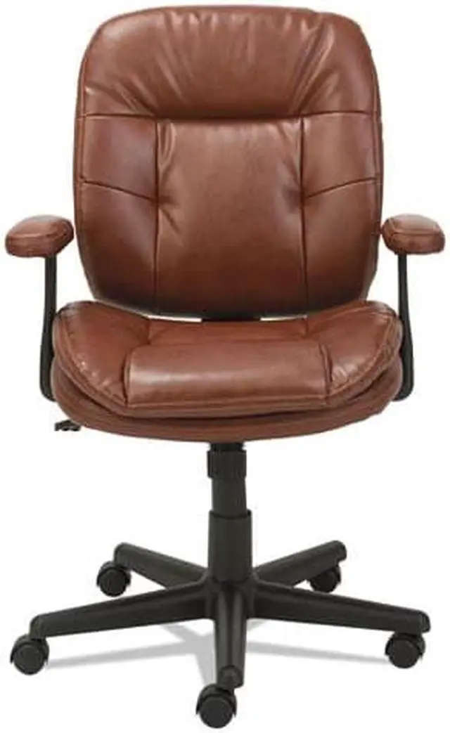 Alt view image 10 of 18 - OIF - OIFST4859 - Swivel/Tilt Leather Task Chair, Fixed T-Bar Arms, Chestnut Brown