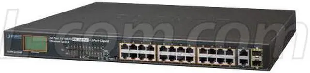 Alt view image 2 of 2 - Planet FGSW-2622VHP 24-Port 10/100TX 802.3at PoE + 2-Port Gigabit TP / SFP Combo Ethernet Switch with LCD PoE Monitor (300W)
