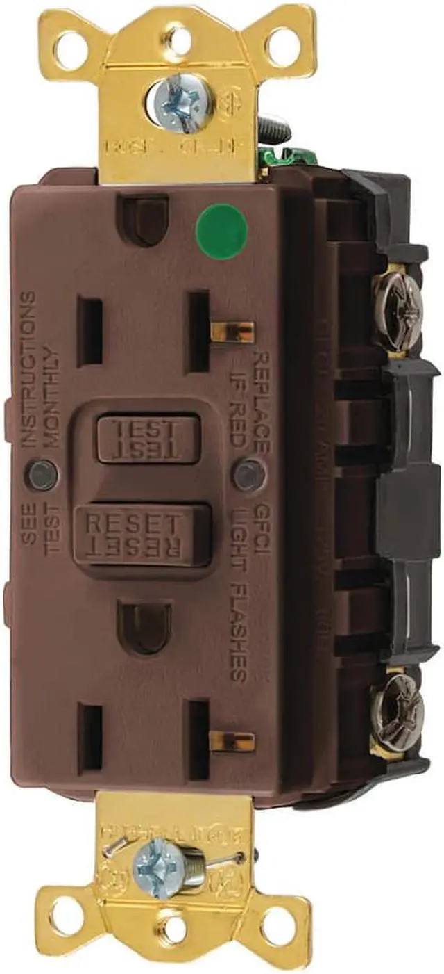 Alt view image 2 of 3 - HUBBELL WIRING DEVICE-KELLEMS GFR83 GFCI Receptacle, 20A, 125VAC, 5-20R, Brown