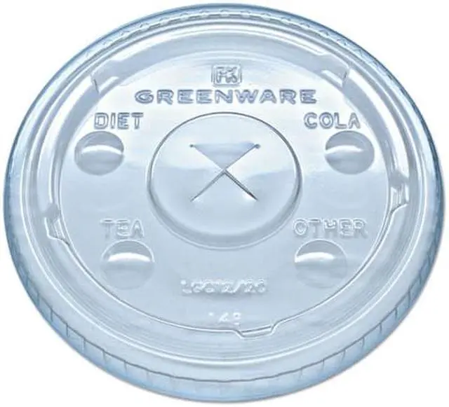 Alt view image 2 of 4 - Greenware Cold Drink Lids Fits 9 12 20 oz Cups Clear 1000/Carton