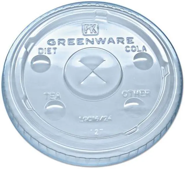 Main image of Fabri-Kal Greenware Cold Drink Lids Fits 16-18 24 oz Cups X-Slot Clear 1000/Carton LGC1624