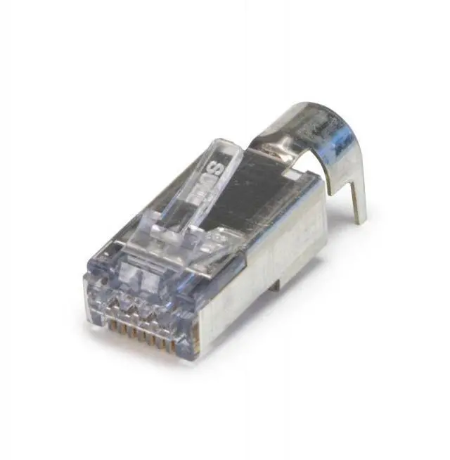 Main image of Platinum Tools - 105029 - Tools ezEX48 10G RJ45 Shielded Connector w/ Ext. Ground for Conductor Range .043in - .048in -