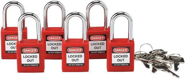 Main image of Lockout Padlock,KA,Red,1-3/4"H,PK6 BRADY 105890