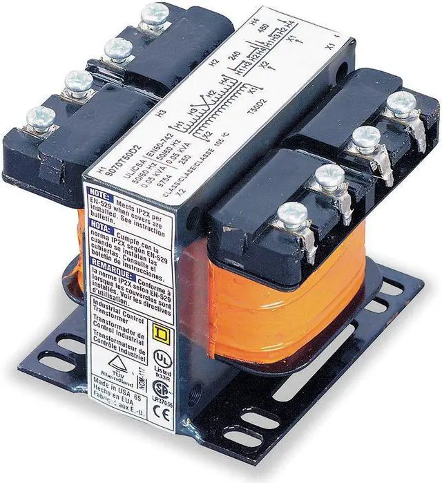 Alt view image 2 of 2 - SQUARE D 9070T75D13 Control Transformer, 75 VA, Not Rated, 12/24V AC, 120V AC