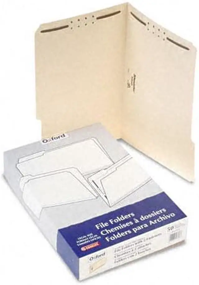 Main image of Pendaflex Fastener Folders 2 Fasteners 1/3 Cut Tabs Legal Manila 50/Box FM313