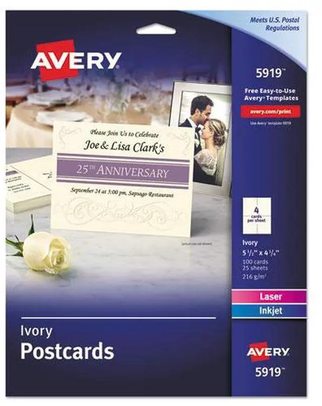 Main image of Avery Postcard,4up,100/Pk,Ivy 5919