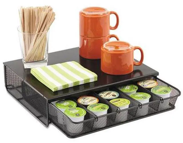 Alt view image 2 of 20 - Safco 1 Drawer Hospitality Organizer 5 Compartments 12 1/2 x 11 1/4 x 3 1/4 Bk 3274BL