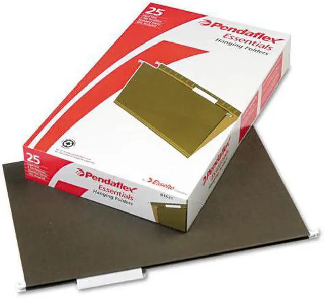 Main image of Pendaflex Essentials Colored Hanging Folders 1/5 Tab Legal Standard Green 25/Box 81622