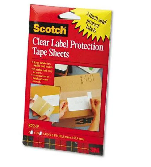Main image of 3M 822P Heavyweight 4 x 6 Clear Label Protector Tape Sheets  Two 25 Sheet Pads Pack