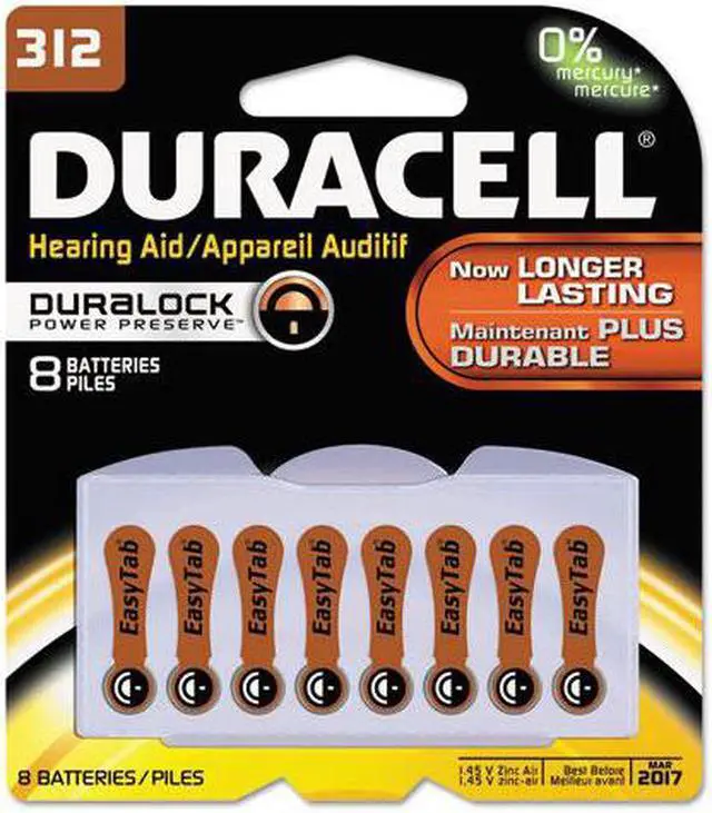 Alt view image 3 of 20 - DURACELL Hearing Aid Easy Tab 312 Zinc Air Battery, 8-pack