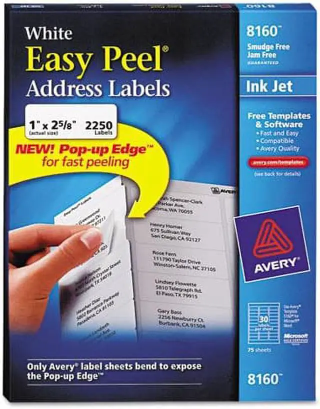 Main image of Avery Label,Inkjt,1x2-5/8,30/Sh 8160
