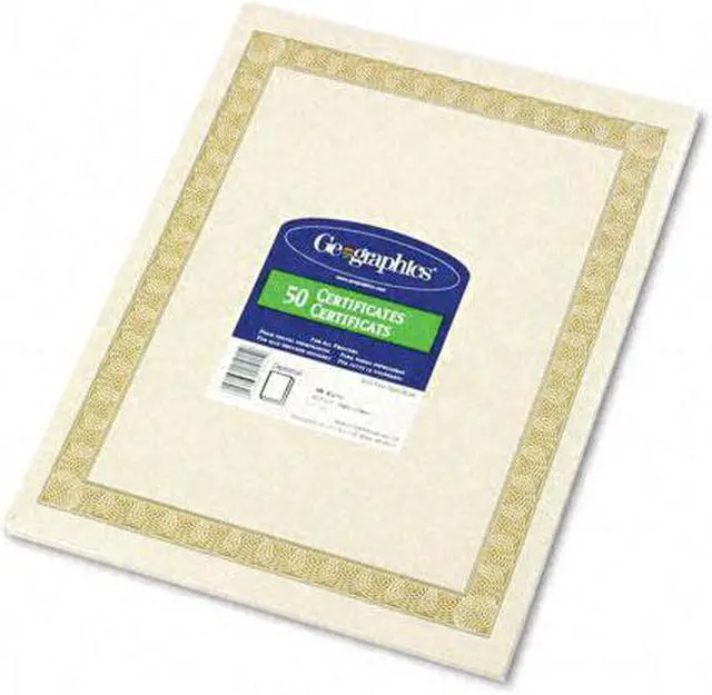 Main image of Geographics Parchment Paper Certificates, 8-1/2 x 11, Natural Diplomat Border, 50/Pack
