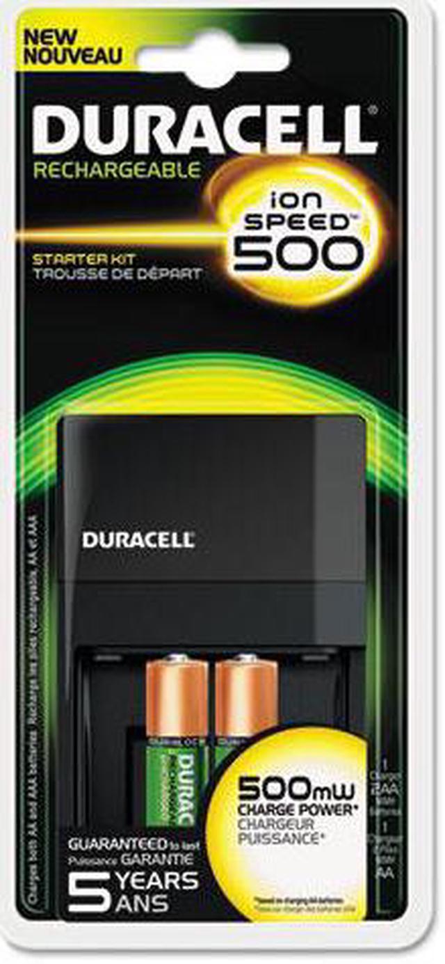 DURACELL CEF14 - Chargeur pour piles rechargeables AA/AAA - 2 piles AA 1300  mAh et 2 piles AAA 750 mAh inclues
