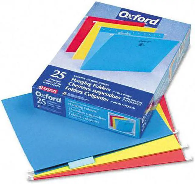 Main image of Pendaflex Essentials Colored Hanging Folders 1/5 Tab Letter Assorted Colors 25/Box 81612