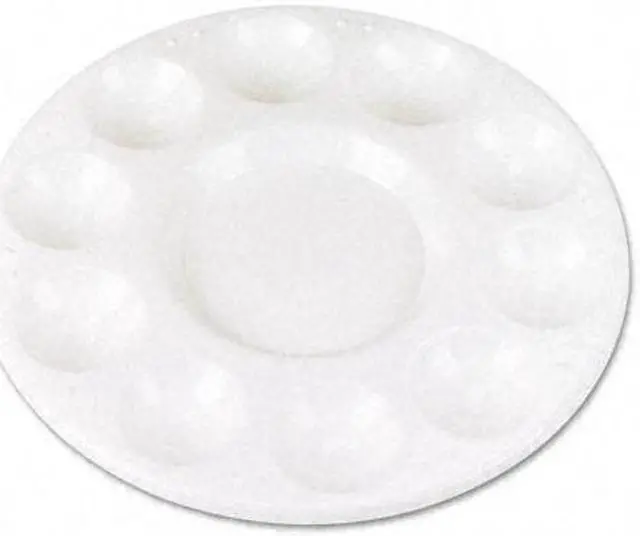 Main image of Round Plastic Paint Trays for Classroom, White, 10/Pack