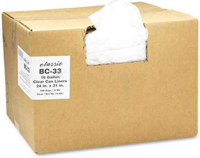 Main image of Classic Clear Clear Low-Density Can Liners 16gal .6mil 24 x 33 Clear 500/Carton