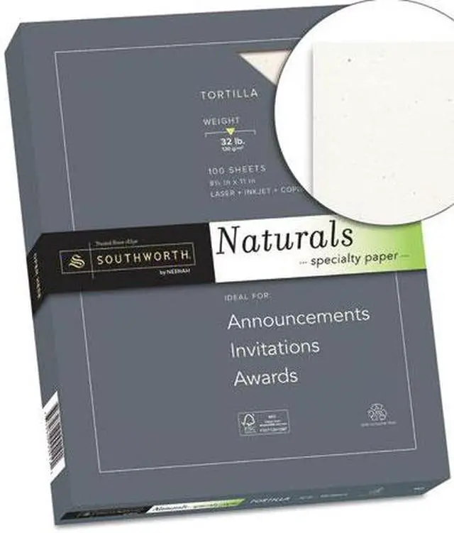 Alt view image 2 of 9 - Southworth 99419 Naturals Paper, Tortilla, 8 1/2 X 11, 32Lb, 100 Sheets