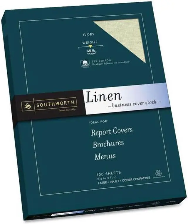 Main image of Southworth Company SOUZ560CK Fine Linen Paper- 65lb- Acid-free-Lignin- Ivory