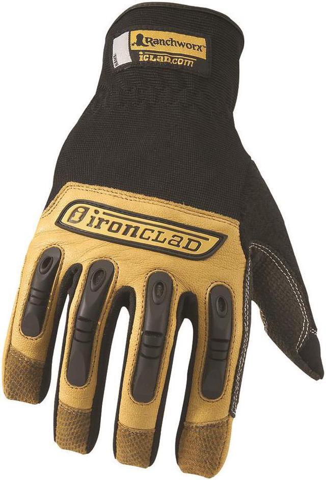 Ranchworx Leather Gloves, Black/Tan, Large
