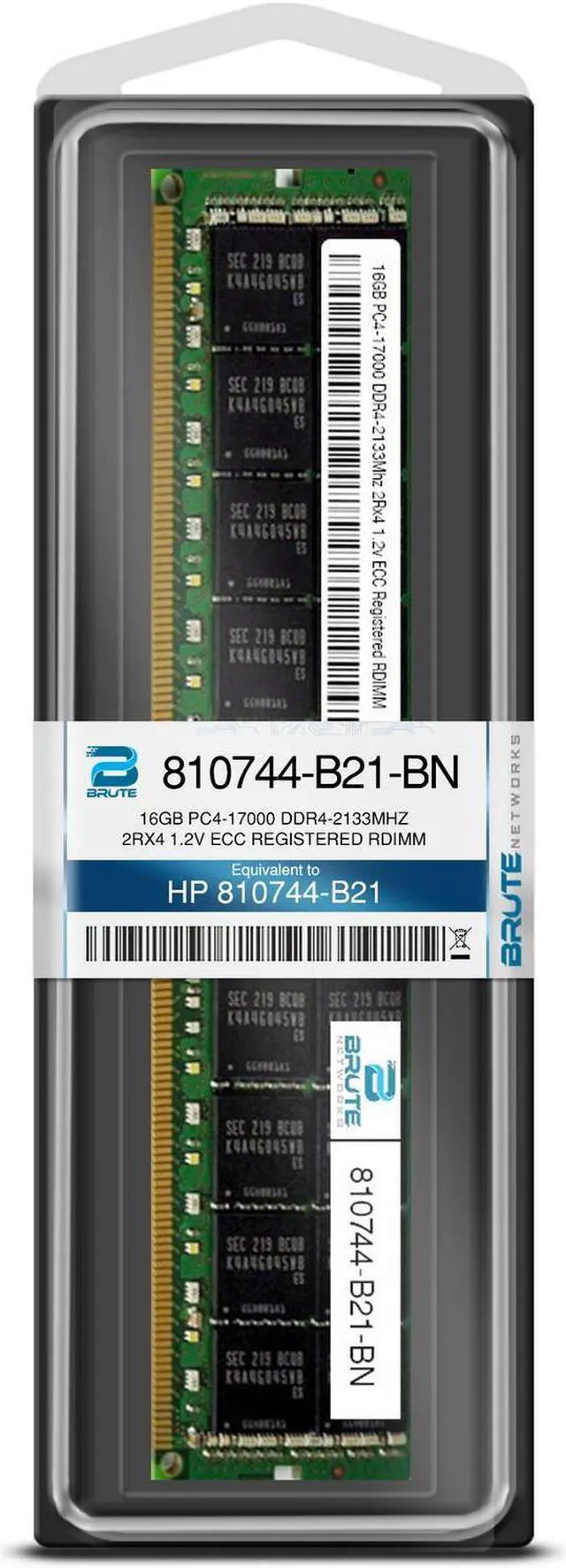 Alt view image 2 of 3 - 810744-B21 - HP Compatible 16GB PC4-17000 DDR4-2133Mhz 2Rx4 1.2v ECC Registered RDIMM