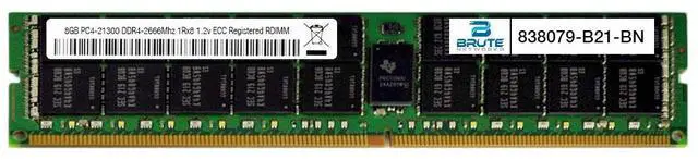 Main image of 838079-B21 - HP Compatible 8GB PC4-21300 DDR4-2666Mhz 1Rx8 1.2v ECC Registered RDIMM