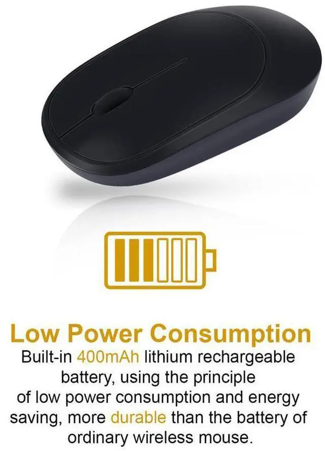 Alt view image 3 of 11 - Wireless Mouse with USB Receiver, 2.4G Rechargeable Portable Ultra-Thin Noiseless Mouse for Notebook, PC, Laptop, Computer, MacBook Black