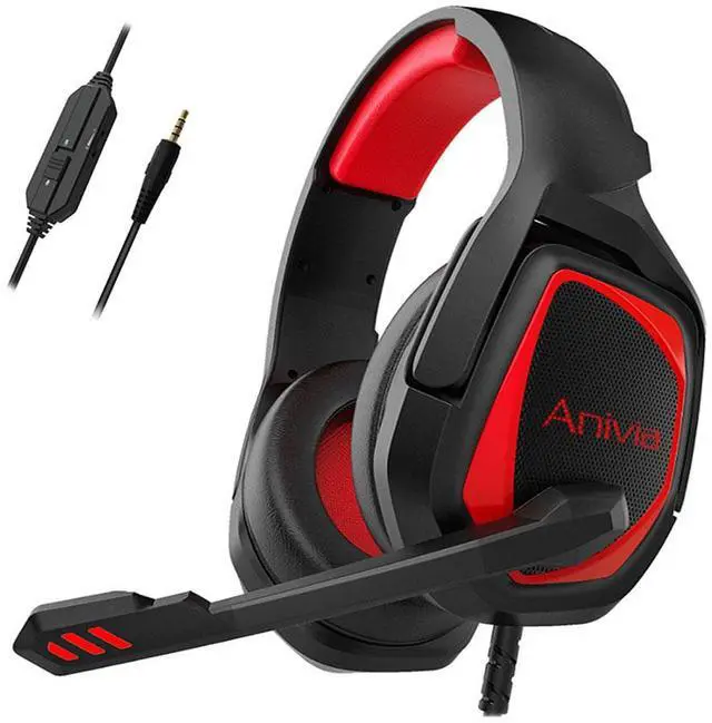 Main image of Gaming Headset, Noise Cancelling Stereo Headphone Memory Earmuffs & Volume Control Headphones Wired Compatible with PC, PS4, Xbox One, Laptop, Nintendo NES, PC Game Headset with Microphone MH602 Red