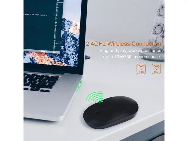 Alt view image 3 of 5 - Wireless Mouse with USB Receiver, Rechargeable Portable Ultra-Thin Noiseless Mouse for Notebook, PC, Laptop, Computer, MacBook - Gradient