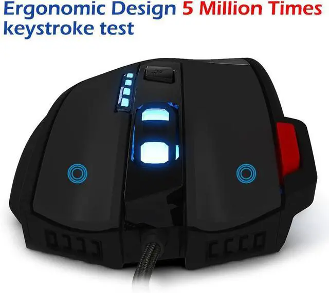Alt view image 5 of 14 - PC USB Gaming mice T60 7200 DPI Wired Computer Mice 7 Buttons Multi-Modes LED Lights Gaming Mouse for PC Mac