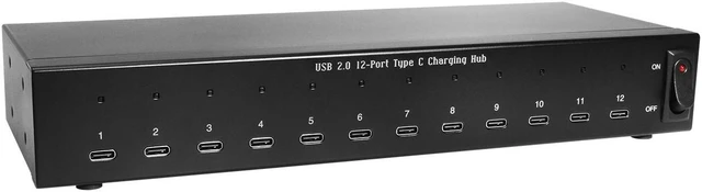 Main image of Coolgear 12 Port USB 2.0 Type C Charging Hub 3 Amp Per Port