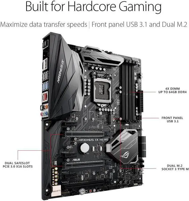 Alt view image 2 of 18 - ASUS ROG Maximus IX Hero LGA1151 DDR4 DP HDMI M.2 USB 3.1 ATX Motherboard