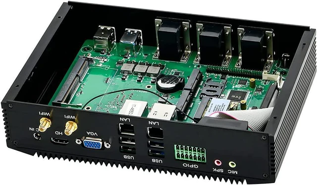 Alt view image 3 of 7 - Partaker Fanless Industrial PC,Mini Desktop Computer with Intel Core I7 4500U Dual Core CPU, 4GB Ram 128GB SSD,6xCOM, 4xUSB 3.0, 4xUSB 2.0, 2xLAN, GPIO, HD Port, VGA, Wi-Fi, Windows 10 Pro