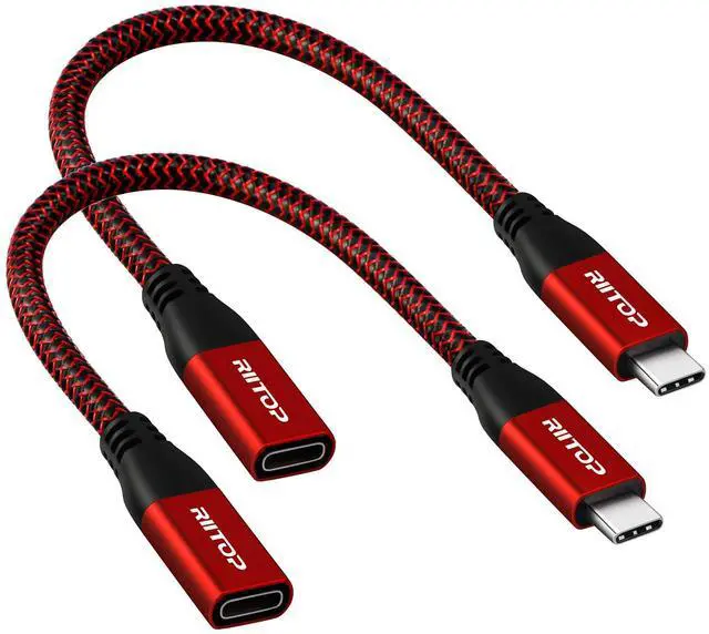 Main image of USB Type C Extension Cable 7.8 inch (2Pack), RIITOP USB-C 3.1 Gen2 10Gbps Female to USB C Male Extended Adapter, USB C 3.1 Extender Cord for Nintendo Switch,MacBook Pro,Surface Go,Oculus Quest Link