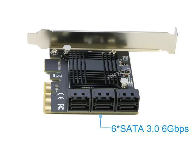 Alt view image 2 of 6 - PCIe SATA Card 6Ports, RIITOP PCI-e Express to SATA3 6Gbps Expansion Controller Adapter Card, ASM1166 Chip Non-Raid,with 6 SATA Cables and Low Profile Bracket, Support 6 SATA 3.0 Devices
